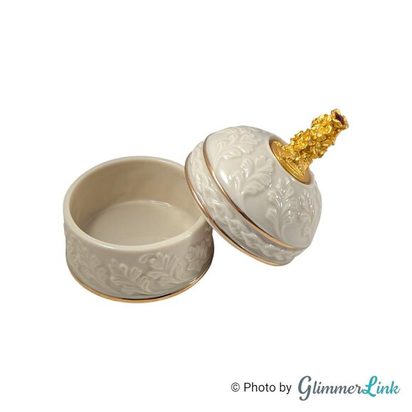 Lenox July Birthstone Trinket Box Ruby Red Crystal Gold Trim Porcelain - Picture 5 of 11